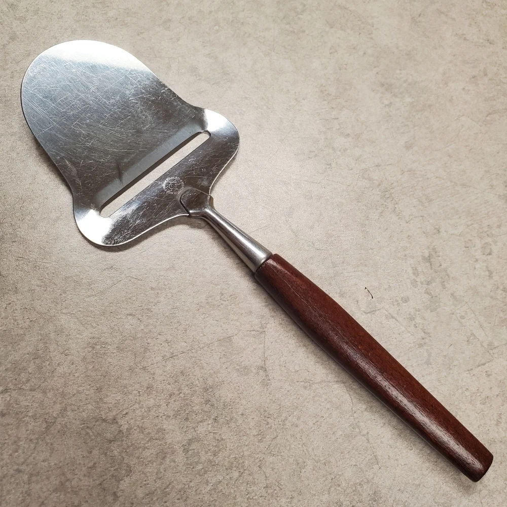 Vntg MCM Swedish Stainless Steel Cheese Slicer with Wooden Handle